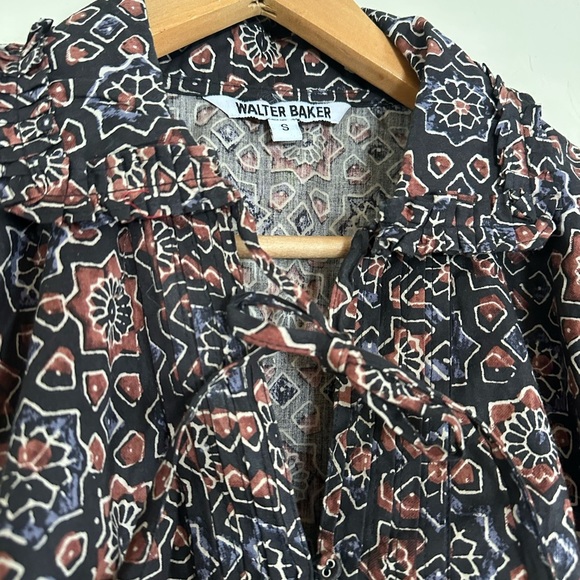 Walter Baker “Cameron” Mosaic Print Ruffle Blouse | Size S - Picture 4 of 8
